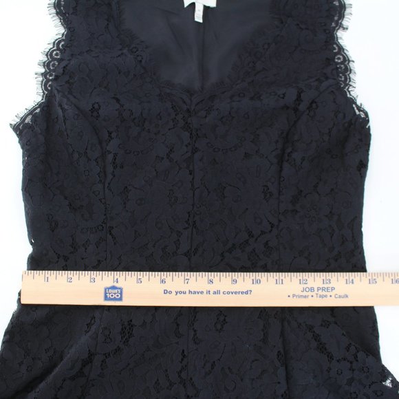 Joie Black Allover Floral Lace Nikolina B Dress Cotton Nylon Sleeveless V-neck M - Picture 13 of 16